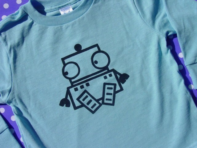 Little Nervous Robot Blue Long Sleeve Toddler T Shirt
