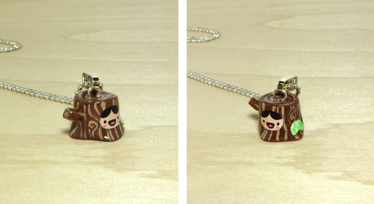 Happy Tree Stump Necklace