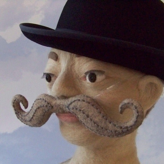 Items similar to Handlebar Mustache in wool blend felt The Blond Victorian Half Curled Tip
