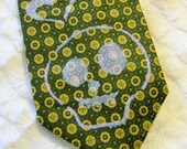 Pirate Jenny Full Length Vintage Repaint Olive Green with Yellow Flowers Happy Skull and Heart Necktie