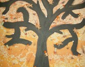 BABY TREE - 16 x 20 Stretched Canvas Mixed Media Painting - Ginger Haired Babies with Orange Topped Bottles Growing from a Tree
