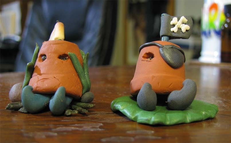Pot heads Handmade Sculpey Gnome Figure- The Rise of Pirate Garden Patch