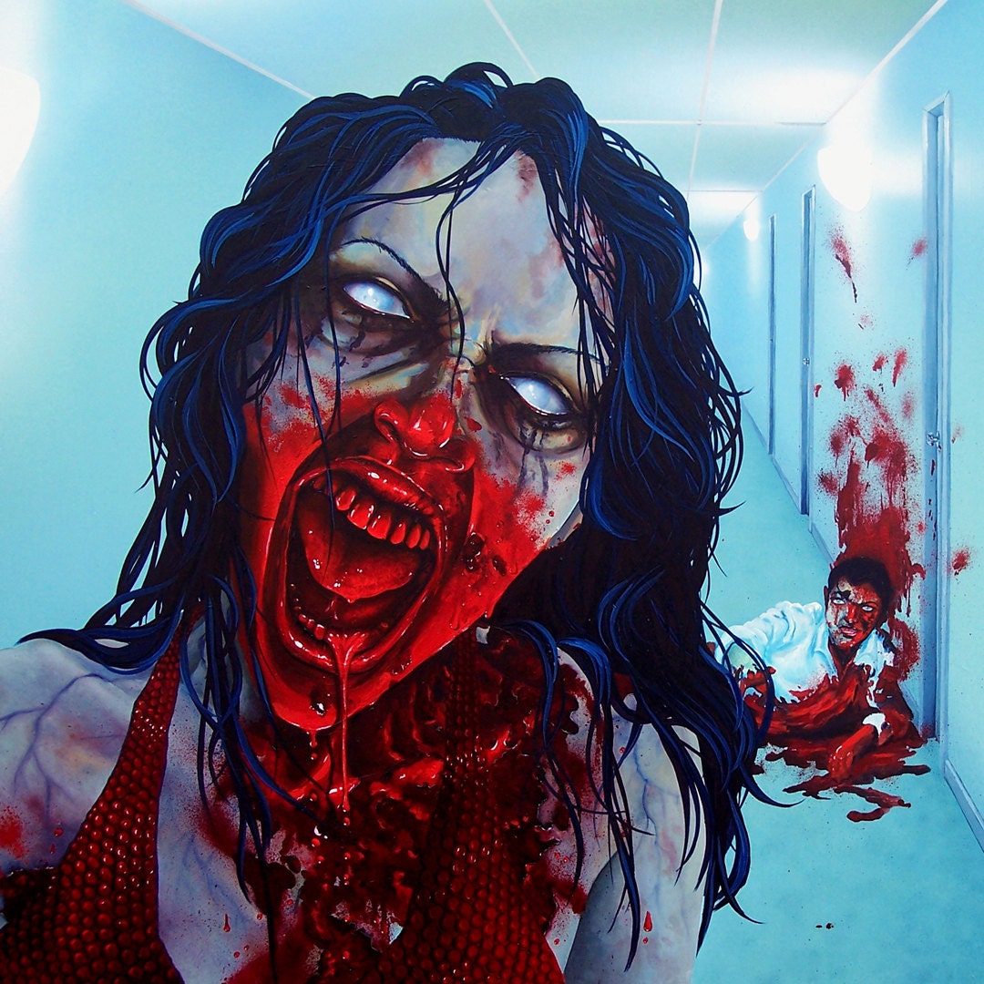 RW2 SHOWER CURTAIN Night Life zombie fantasy art