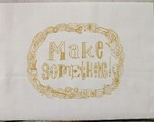 make something, retro golden stitching sampler pattern