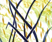 Marsh Grass - original woodcut print, matted and ready to frame