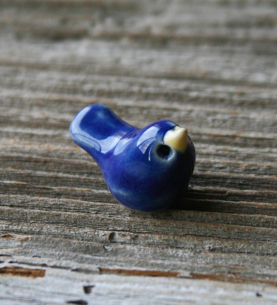 Sweet Little Denim Blue Bird - Handmade Pottery