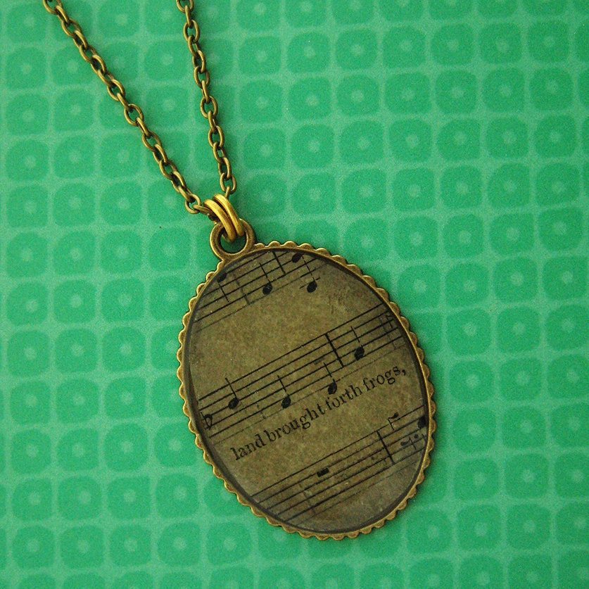 Vintage Music Charm Handel's Israel in Egypt Land Brought Forth Frogs Necklace from Hoolala