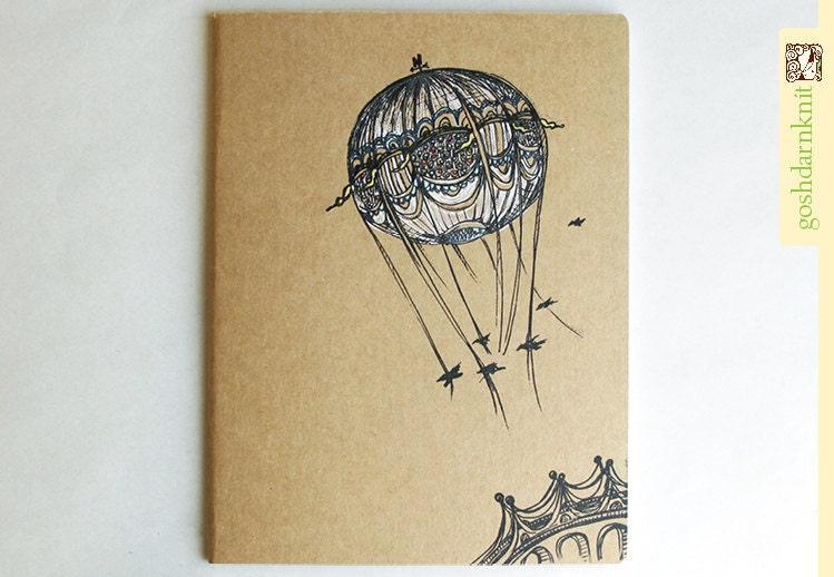 Bridges and Balloons Moleskine Cahier . XL Notebook . Plain