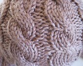 Hand Knit CHILD Hat Soft and Warm in a Sweet Brown Latte color and covered with Cables for boy or girl Neutral Natural Fiber