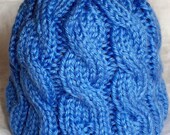 BABY 6-12M Hand Knit Hat Soft and Warm with Blueberry Cables for boy or girl