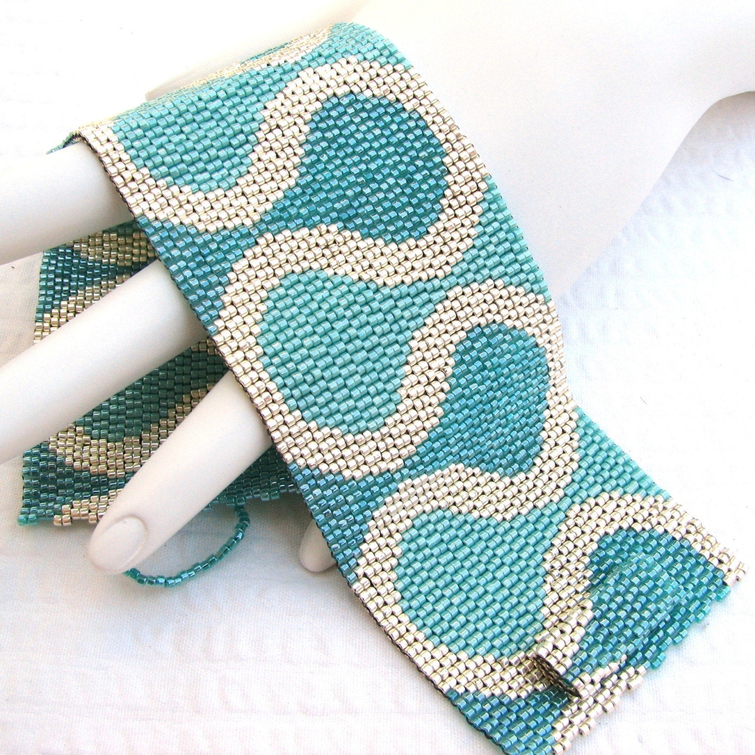 Ruffles on a Spring Day Peyote Cuff Bracelet (2386) - A Sand Fibers Made-to-Order Creation