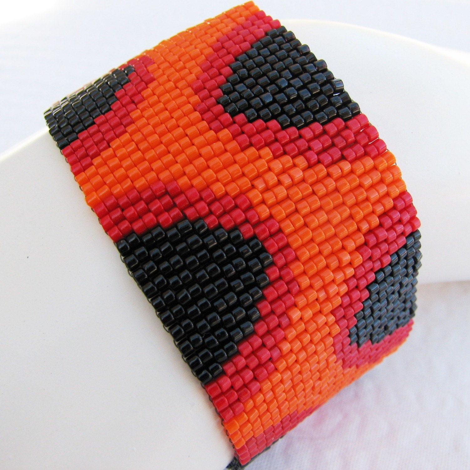 Truncated Eyelet - The Fire Within - Peyote Cuff Bracelet (2356) - A Sand Fibers Made-to-Order Creation