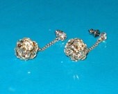 Vintage 1950s Rhinestone Globe Dangle Earrings