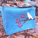 Blue Vinyl Cherry Blossom and Bird Messenger Bag