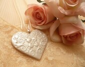Bride Bridesmaid Bouquet Charm - Ivory Heart - handmade wedding accessories - custom colors available