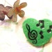 Little Music Heart Pin - green - imaginative polymer clay jewelry