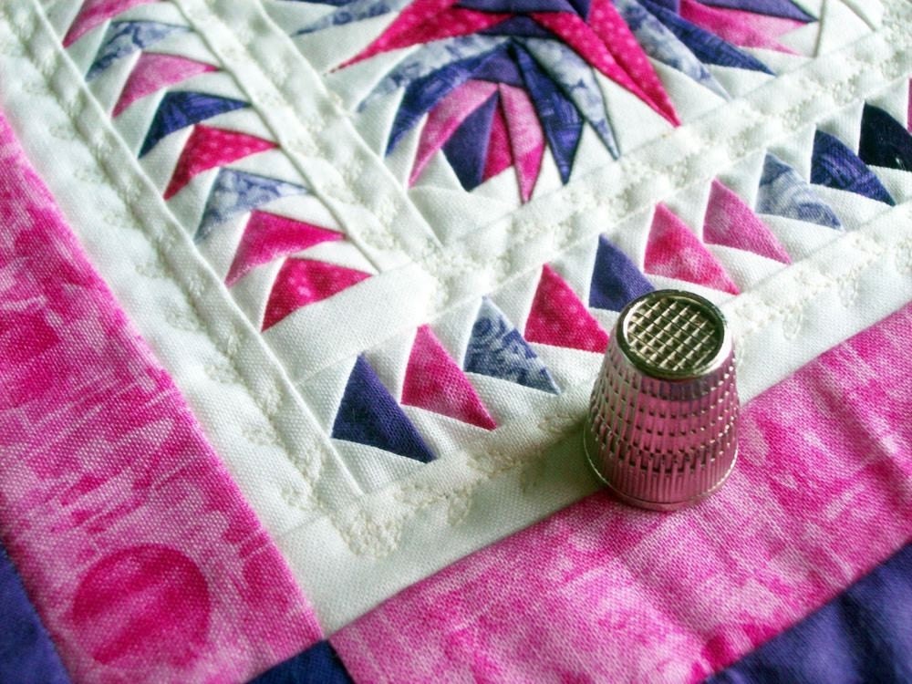 True Miniature Quilt - Pink and Purple Pineapple Star