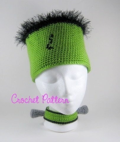 Frankenstein Beanie and Franken Choker Crochet Pattern Instructions