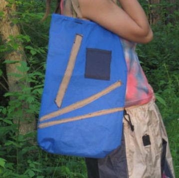 Blue Recycled Camping Chair Bag in Tall with two little straps and great Fashion