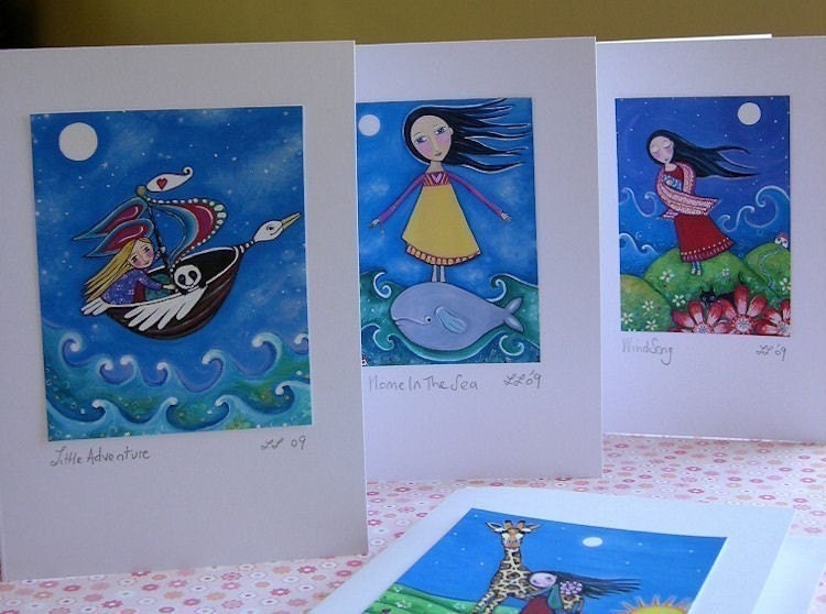 Whimsical Art Cards - Set of 5