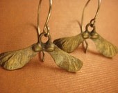 Bronze Maple seed helicopter pod earrings