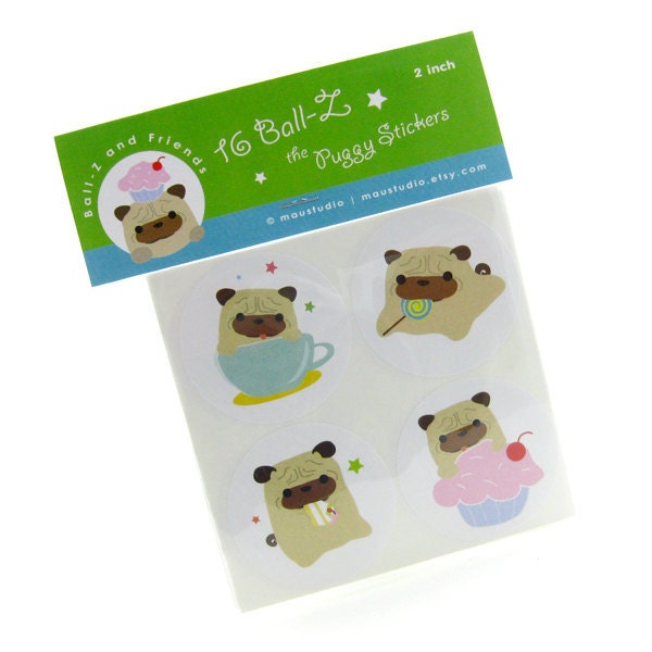 Pug Stickers - Ball-Z Sweet Treat STKL011