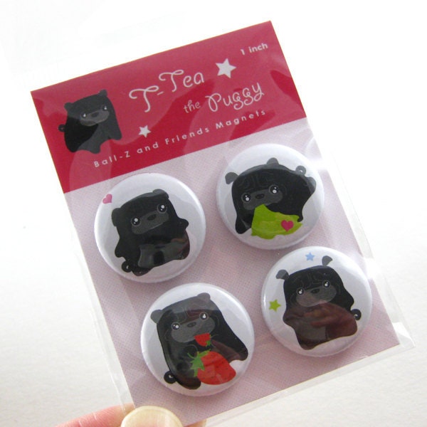 T-Tea the Black Pug Magnets - Sweetie MATT002