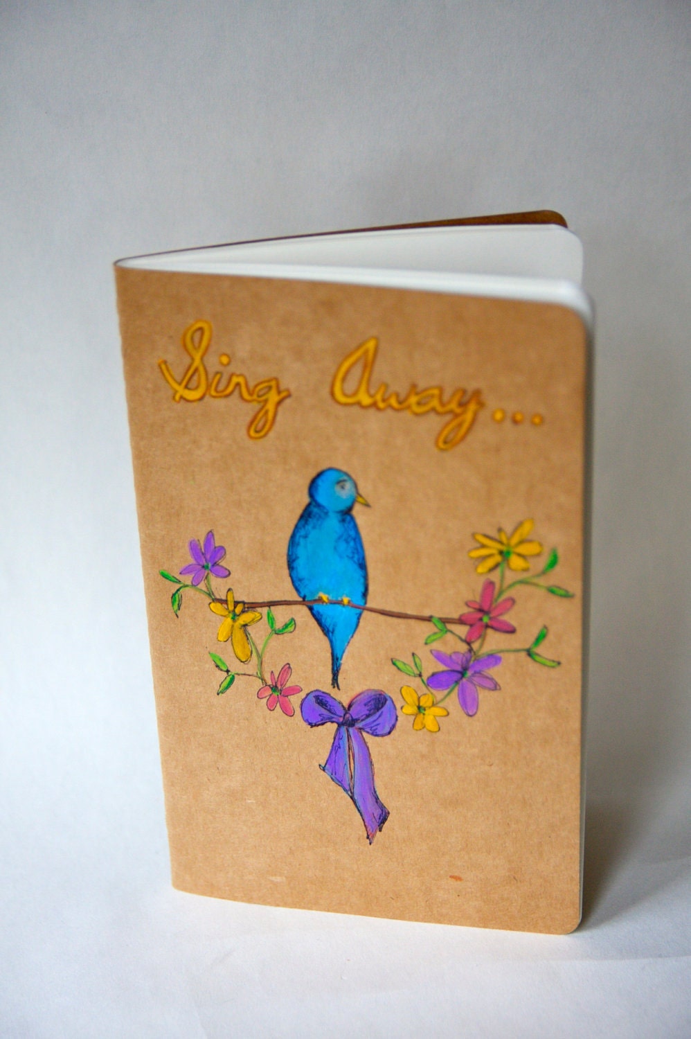 Moleskine "Blue Bird and His Wildflowers" - Handpainted