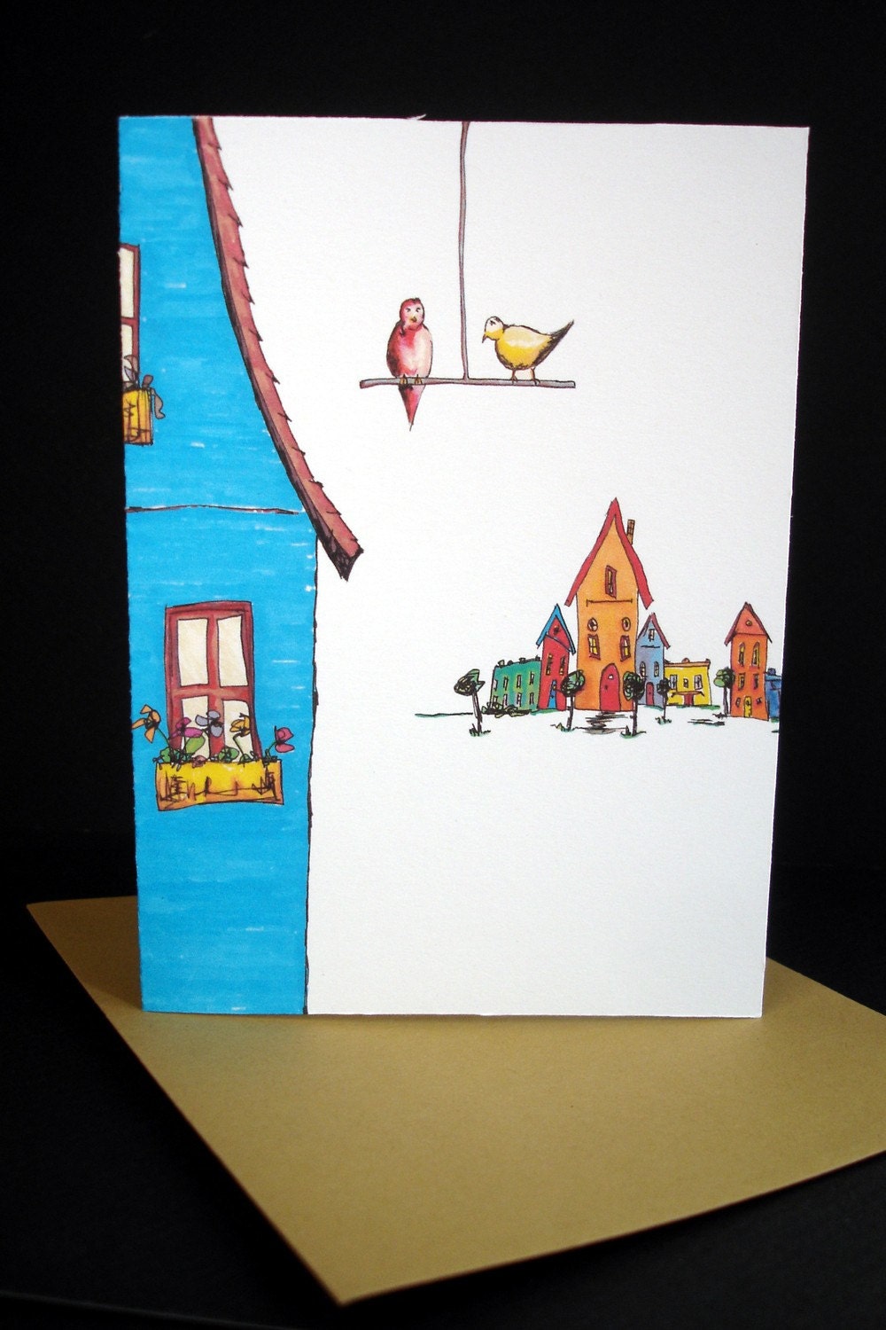 The Bird's Village - note card