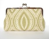 Wedding Clutch Kisslock Frame Silk Lined Green Embroidered Bridesmaid Bride Gifts Preppy Bridal