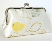 Clutch Frame Kisslock Purse Lined in Silk Yellow Bird on White Bridesmaid Bride Wedding Gifts Preppy Prep Bridal
