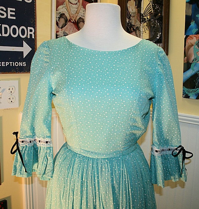 Vintage 70s XS Polka Dot Prairie Dress ON SALE