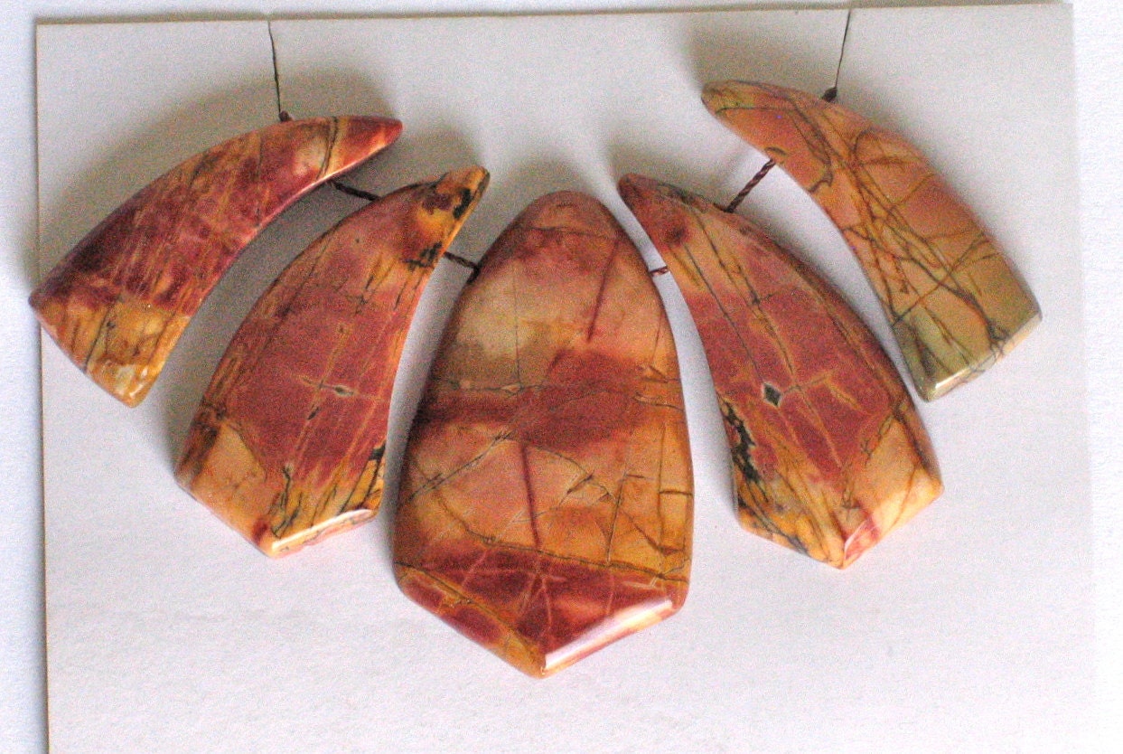 Red Creek Jasper Set of 5 Fitted Cut Beads