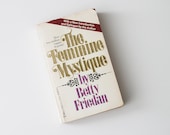 Hand Embroidered Vintage Paperback Book: THE FEMININE MYSTIQUE by Betty Friedan