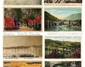 Retro Scenic Postcards collage sheet DOWNLOAD digital ephemera altered art background vintage images scrapbooking photos wish you were here