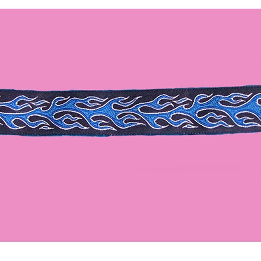 DIY Black Blue Jacquard Flame Ribbon 2yds