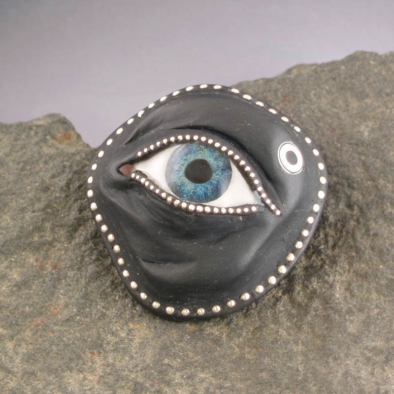 Eye Pin or Pendant Polymer clay with sterling