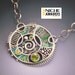 Silver Necklace with Gem stones and Iridescent Mosaic Inlay
