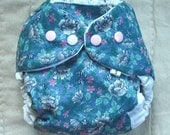 Waterproof Diaper Cover, Vintage blue floral fabric