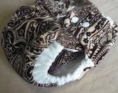 Fitted cloth diaper, brown paisley cotton velour, any size
