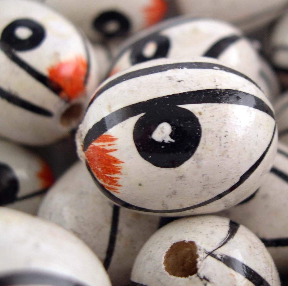 RED EYE BEADS - Dozen Handpainted Focals - HUGE