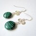 VALENTINE SALE Four Leaf Clovers - Malachite and Sterling Silver Earrings