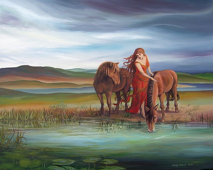 Epona - Celtic Horse Goddess Mythology Art 8x10 Print