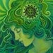Green Goddess Art Nouveau Gaia ACEO ATC Altar Art
