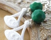 On Sale - Earrings - sterling silver, vintage Swarovksi crystal, vintage lucit, hand forged ear wires - Apple Swing