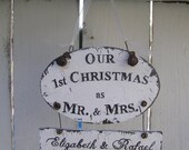 MR and MRS Christmas ORNAMENT, Our 1st Christmas Ornament, Wedding Keepsake, Bridal Shower Gift, Personalized Ornament, Our First Christmas