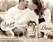 SAVE THE DATE Signs, Chalkboard, Handpainted, Mr and Mrs, Engagement Photos, Photography Props, Wooden Paddle Set, Chalk Board, Reversible