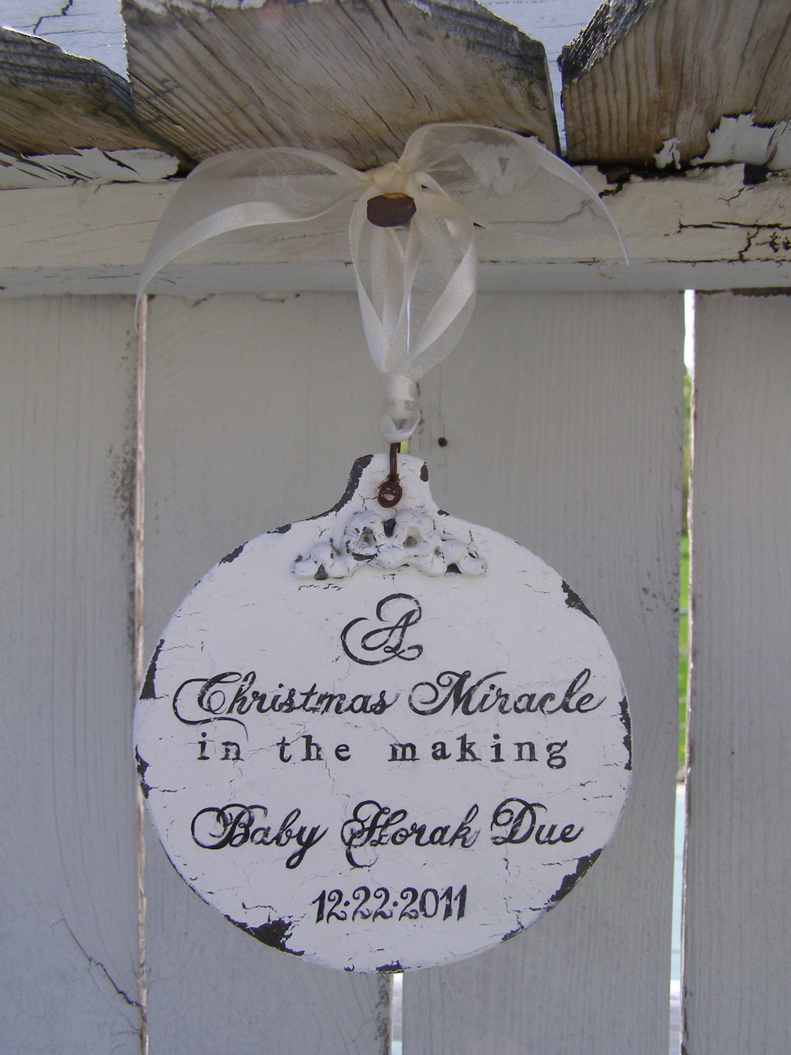 PERSONALIZED CHRISTMAS ORNAMENT, Vintage Christmas Ornament, Holiday Gift Tag, Custom Name Ornament, Shabby Chic Ornament