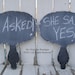SAVE THE DATE Signs, Chalkboard, Handpainted, Mr and Mrs, Engagement Photos, Photography Props, Wooden Paddle Set, Chalk Board, Reversible