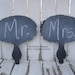 SAVE THE DATE Signs, Chalkboard, Handpainted, Mr and Mrs, Engagement Photos, Photography Props, Wooden Paddle Set, Chalk Board, Reversible
